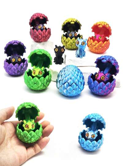 1pc 3D Printed Dragon Egg Set, Flip Style Cute Little Dragon Egg, Comes With Realistic Little Dragon Models, Creative Model Decorations, Suitable For Home And Office Decoration, Is The Best Toy For Men, A Unique Gift