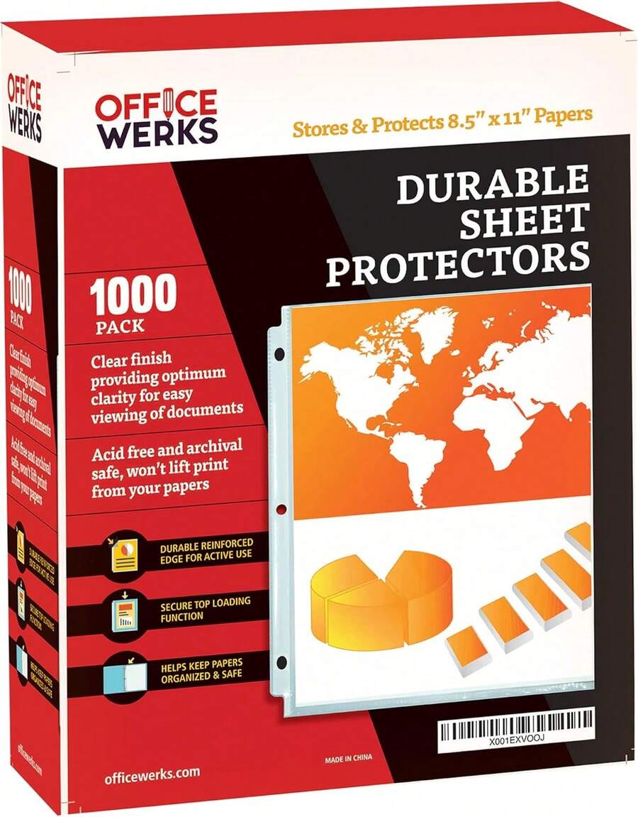 1000 Bulk Sheet Protectors, 8.5 X 11 Inch Clear Page For 3 Ring Binder, 35 Micron Plastic Sheet Sleeves, Durable Top Loading Paper Protector With Reinforced Holes Archival Safe - 1_ - View 1
