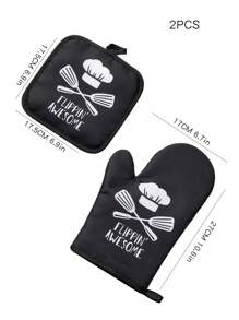 مجموعة قفازي مطبخ/فرن ميكروويف سميكة مقاومة للحرارة 2 قطعة، قفازات وسجادة للخبز والطهي، متعددة الألوان