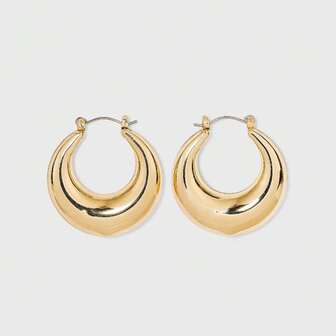 Thick Metal Hoop Earrings - A New Day ™   Gold: Nickel-Free, Hinge Closure, 1.5" Length