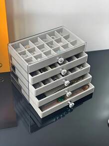 7-lagige Samtverschlusskasten, Acryl-Schmuckaufbewahrungsbox, Aufbewahrungsbox mit Deckel, Schubladenartiger Aufbewahrungskasten für den Schreibtisch, transparente Schmuckaufbewahrungsbox, Samtschmuckaufbewahrungsbox, Ohrring, Ring, Armband Präsentationsbox, Ohrringaufbewahrungsbox, Kosmetikaufbewahrungsbox, Schmuckkasten für Frauen, Schmuckkasten, Geschenkbox, Geschenk für Frauen, Schmuck für Frauen, Bastelaufbewahrungsbox, Geschenk zu Feiertagen