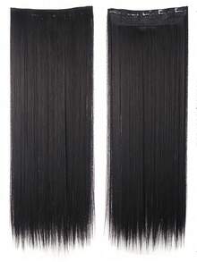 20 英寸 24 英寸 28 英寸 32 英寸 40 英寸合成接发假发 5 夹长直发耐热假发自然发型适合女性日常使用 - 黑棕色 - 查看 4