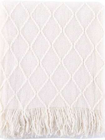 鼠尾草绿色盖毯，适合沙发，波西米亚风家居装饰，浅蓝色盖毯，适合沙发，客厅