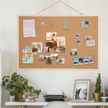 1/2 块木质框架软木板，15.75 英寸 X 11.8 英寸，带钉子的钉板，用于墙壁，木质框架，适用于办公室、家庭和学校墙壁（包括钉子、吊环螺钉、绳子、螺丝）学校用品，返校