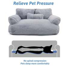 超柔软豪华猫床，可拆卸可洗防滑小猫猫睡屋，温暖猫沙发，多种尺寸可选 - 灰色 - 查看 4