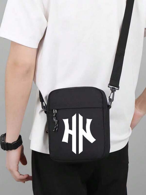 Oxford Minimalist Casual Crossbody Bag, Adjustable Strap, Zipper Closure, Black, Suitable For Men