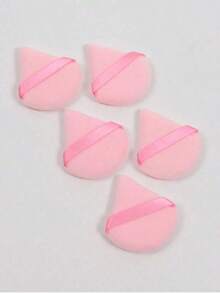 5pcs Velvet Triangle Makeup Sponges, Makeup Tools, Reusable Makeup Sponges, Makeup Accessories, Powder Puffs, Dry & Wet Use, Beauty Essentials For Hot Weather, Beach Makeup Tools, Suitable For Summer Travel Makeup, Foundation, Cream, BB Cream, Summer Beauty Tools - 粉色 - 查看 6