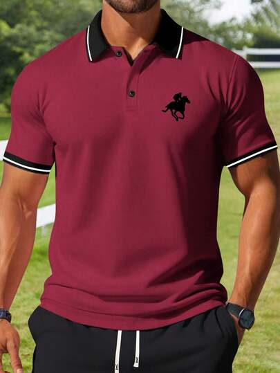 男士 Polo 衫 Polo 衫 网球和高尔夫运动服 翻领 Polo 衫 Herren 骑士印花 Polo Herren Herren T 恤 Herren Polo 衫 Herren T 恤户外篮球足球橄榄球橄榄球健身房训练服 Trainingsanzug Herren