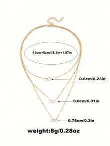 1 件时尚女士多层复古星星、心形、水滴吊坠项链情人节、妈妈、母亲、母亲节、礼物 - 金黃色 - 查看 4