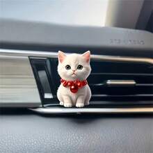 3pcs Cute Cat Car Ventilation Air Freshener Clip - Creative Hoodie Cat, Milk Tea Cat, Bell Cat Designs, 2D Acrylic Car Ventilation Decoration Clip, Comes With Aromatherapy Sheet, Deodorization + Random Scents, Car Air Freshener, Car Interior Decoration, Perfect Gift For Family And Friends