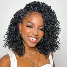 12 Inch Yankee Twist Crochet Hair Mini Passion Twist Hair Pre Looped Fluffy Yaki Twist Crochet Braids Short Boho Kinky Spring Twist Crochet Hair For Women 12 Inch (Pack Of 8 1B#)01 - 1B# - View 1