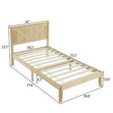Twin Bed Frame Solid Pine Wood Queen Platform Bed Natural - twin+natural - View 3