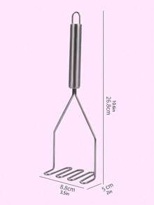 1pc Potato Presser, Stainless Steel Potato Masher, For Kitchen - Silver - View 3