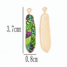 8pcs Mixed Bohemian Style Feather & Dye-Print Metal Small Pendants For Women's Bracelet, Earring, Necklace, Dream Catcher, Keychain