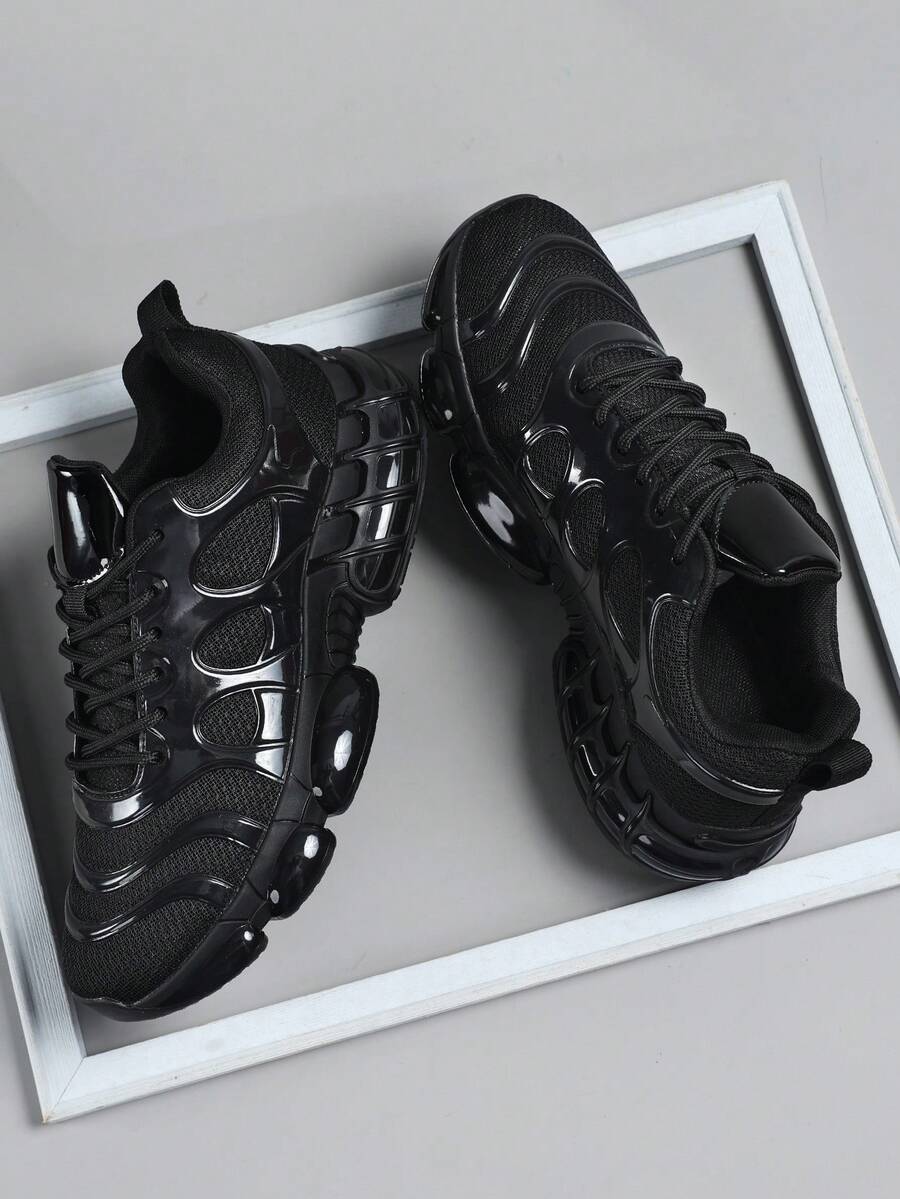 Men's Casual Retro Sports Training Shoes, Casual Sports Skateboard Shoes For Students, Men Sneakers Outdoor Running Shoes - Black - View 1