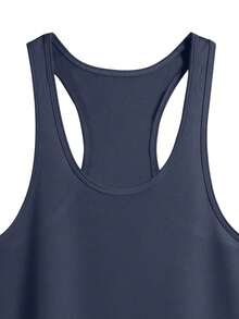 Men's Sleeveless Workout Tank Top With Racerback Design, Allows More Arm Movement Freedom, Suitable For Weightlifting And Outdoor Cycling, Refreshing And Unrestricted - Navy Blue - View 8