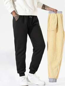 男士冬季加厚保暖休闲长裤，适合寒冷天气下的户外活动，是冬季散步等活动的理想之选，抓绒面料。 - 黑色 - 查看 7