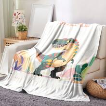 定制恐龙羊毛毯，印有名字和个性化文字，柔软轻便，四季皆宜，适合沙发、办公室、床、旅行、露营、生日、圣诞节等独特礼物 - 彩色 - 查看 7