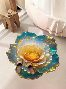 1pc Purple 3D Visual Abstract Flower Shape Mat, Made Of Siliceous Mud With Anti-Slip Bottom, Suitable For Sofa, Bedroom, Bathroom, Living Room, Bedside, Washable & Quick-Drying, Can Also Be Used As Absorbent Coaster