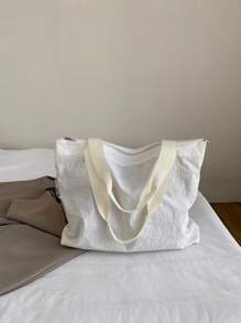 Two - Piece Set,A Lightweight And Spacious Women's Fashion Tote Bag Made Of Fabric, Featuring Large Letter Decorations, With An Attached Drawstring Coin Purse. Ideal For Weekend Trips And Daily Shopping.