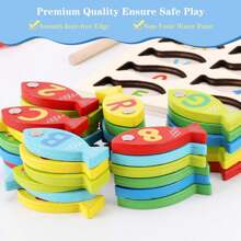 Magnetic Wooden Fishing Game For Toddlers,  Fish Catching Counting Games Puzzle With Numbers And Letters, Preschool Learning ABC Math Educational Toys 3 4 5 Years Old Girl Boy Kids
