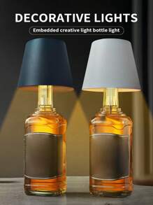 2 peças Lâmpadas de Garrafa Sem Fio, Lâmpadas de Mesa LED Wireless Recarregáveis com Controle de Toque Dimmerável, Adequadas para Lâmpadas de Natal, Bar, Restaurante e Vaso, Preto+Branco