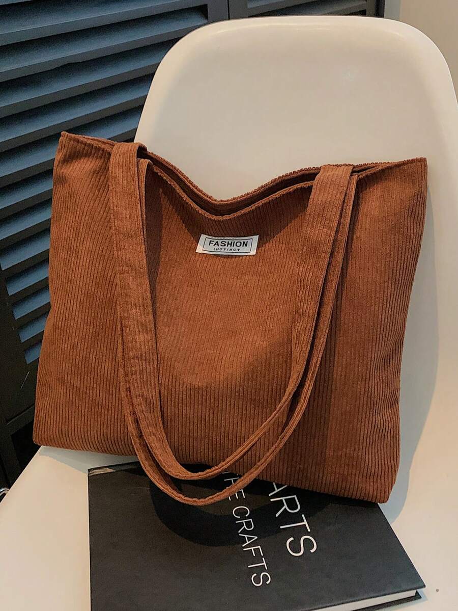 帆布包大容量灯芯绒简约手提包，流行时尚单肩腋下包