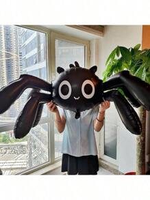 1pc 57-Inch 3D Cartoon Spider Shaped Foil Balloon, Oversized Adorable 6-Legged Black Spider Design Polyester Film Balloon, For Trick Or Treat, Halloween, Ghost House Decor, Spooky Party Decorations, Fun Birthday Party
