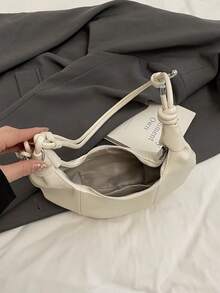 1 件纯色 PU 单肩包，时尚大容量新月手提包，适合成年女性，时尚装扮和外出