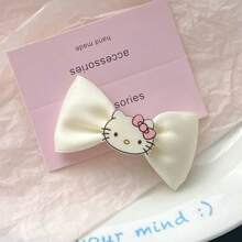 Sanrio 2pcs Hello Kitty Bow Hairclips - Essential For Princess Hairstyle, Cute Cartoon Bangs Accessory, Paired With Soft Color And Adorable Bow, Hello Kitty Decor, Playful Hairstyle Ornament, Perfect Birthday, Graduation And Holiday Gift For Girlfriends And Friends Back To School