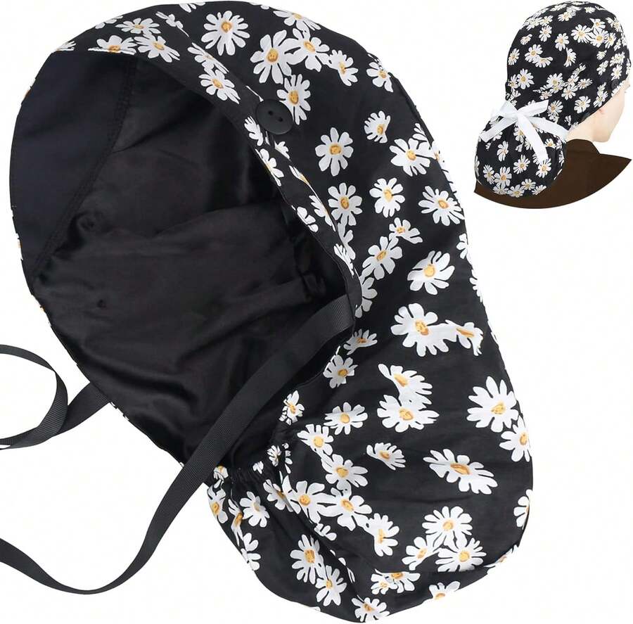 Scrub Caps For Women Surgical Caps Nurse Hat Functional Ponytail Holder For Long Hair Single Or Satin-Lined - White - View 1