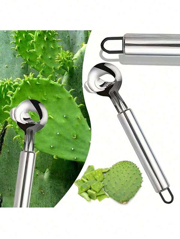 4/2 Pieces Cactus Peeler Set - Stainless Steel Fruit And Vegetable Peeler, Spoon Melon Baller And Seed Remover - Easy-To-Use Kitchen Gadgets For Home And Restaurant