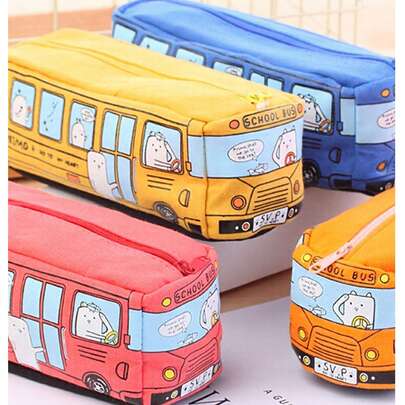1pc Cartoon-Themed Large Capacity Car Shaped Pencil Case, Suitable For Back To School Season