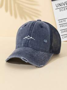 1 Stück "SPORT" waschbare Baseballkappe mit Mesh, Berg-Muster Wandern einfache und lässige Kappe, modisch retro weich schweißableitend verstellbare Größe leicht UV-Schutz multifunktionale Dad Cap, geeignet für Outdoor-Sport, Alltag, Partys und Urlaub, ein perfektes Geschenk für Familie und Freunde