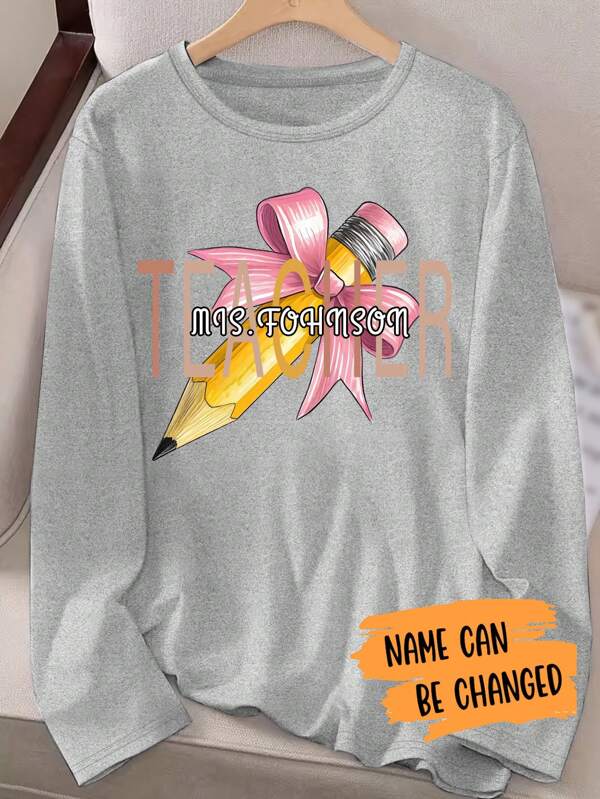 Plus Size Custom Printed Long Sleeve Sleepwear Top, Fall, Cozy