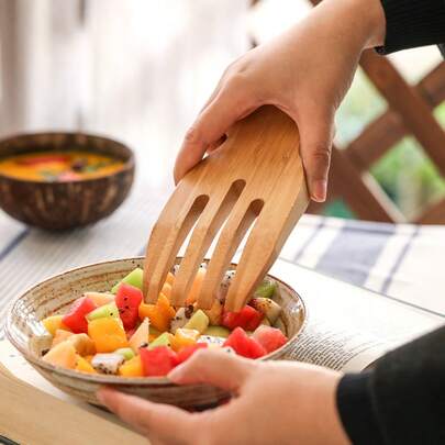 Premium Bamboo Salad Tongs - Non-Slip Handle, Durable Kitchen Utensil For Tossing, Mixing Pasta And Veggie Bowls, Dishwasher Modern Necessity, Natural Bamboo Kitchenware, Ideal For Healthy Eating