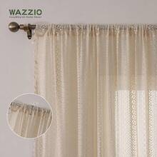 Boho Curtains 2 Panels,Lace Curtains 63 Inch Length Rod Pocket Semi Sheer Privacy Cute Tassel Crochet Cotton Drapes Vintage Rustic Farmhouse Curtain Panels For Bedroom Living Room Dining,Beige - 米色 - 查看 5