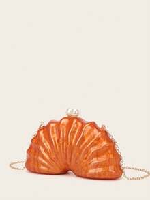 女士晚宴手拿包新娘婚礼个性化迷你贝壳设计亚克力手拿包晚宴包女士舞会带可拆卸金属链适用于婚礼和派对单肩包女士手拿包女士手提晚宴包多功能鸡尾酒会新款钱包宴会包 - 彩色 - 查看 7