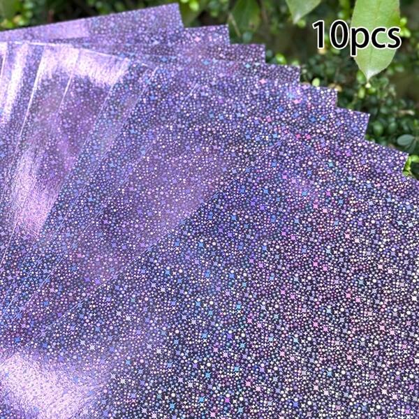 10pcs A4 Laser Paper, 250g Shiny Specialty Paper, Size 11.69in/8.26in, Can Be Used For DIY, Party, Halloween, Birthday Decoration - Holographic, Limitless Imagination School Supplies, Back To School