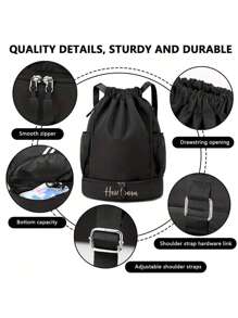 1pc Customized Embroidered Fitness Backpack, Unisex Oxford Cloth Bucket Bag, Large Capacity For Sports Items Storage, Multi-Functional Yoga Gym Bag For Basketball, Football, Portable Fitness Bag, Great Gift For Family, Friends, Valentine's Day, Christmas, Father's Day, Mother's Day, Personalized Birthday Present