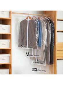 Juego de 5 bolsas de almacenamiento de ropa extralargas de 60*140cm para viajes y el hogar, 5 fundas protectoras extendibles para abrigos de otoño/invierno, juego de bolsas de almacenamiento plegables y semi-transparentes para organizar la ropa