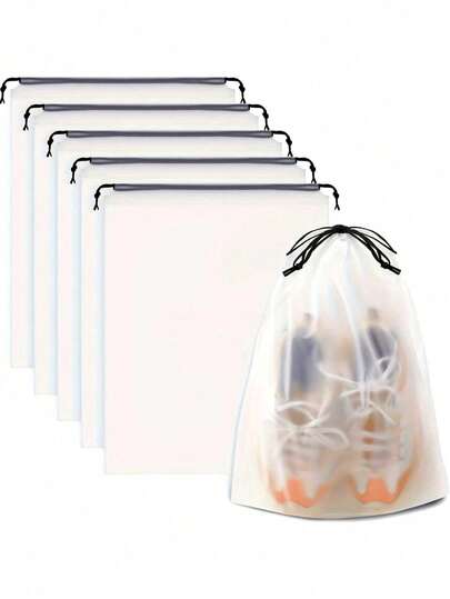 5/10个装旅行鞋袋，大号透明鞋袋，防水防尘，便携，鞋子包装，男女鞋履收纳袋，鞋盒，旅行鞋袋，夏季旅行，度假，短途旅行，邮轮，大学，居家，酒店