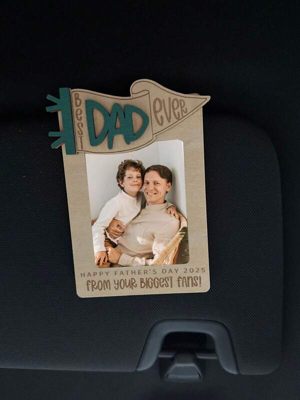 1pc Fathers Day Visor Clip Picture Frame, Photo Car Visor Clip Drive Safe Daddy From Kids, Best Dad Ever Gifts For Dad From Son, Daughter, Car Birthday Gifts For Husband, New Dad From Wife