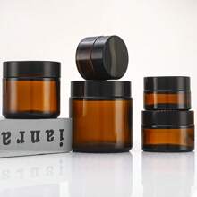 4 piezas de tarros de vidrio marrón con tapas, botellas para mascarillas faciales, contenedores recargables para cosméticos, tarros para ungüentos, contenedores de vidrio grueso de alta calidad para cremas, lociones, velas