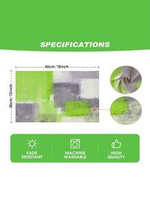 4pcs.6pcs Abstract Geometric Placemats, 12x18 Inch Rectangular Linen Table Mats, Machine Washable, Woven Yellow & Grey Table Decor, For Dining, Home, Kitchen, Banquet, Cafe - Green - View 7