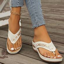 Women's Casual Slip-On Slippers, Fashion Versatile Comfortable Wedge Platform Flip Flops