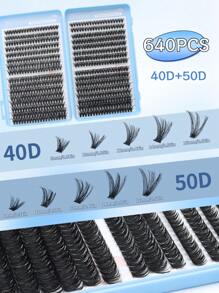 640pcs Lash Cluster, D Curl, 640pcs Individual Lash Clusters 40D+50D Curl 8-16mm, DIY Lash Extension For Natural Look & Super Thick & Smart & Super Soft & Ultra-Light Reusable Individual Segment False Eyelashes Lash Extension Kit, Suitable For Beginners To Use At Home Or On The Go For Daily Life & Weddings & Dates & Parties & Music Festivals & Halloweenlash Clusters,Eyelash Clusters,Individual Eyelashes,Lashes,Fake Lashes