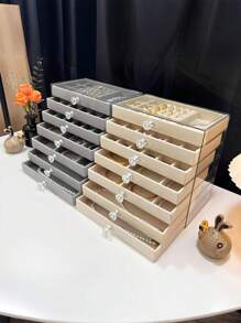 7-lagige Samtverschlusskasten, Acryl-Schmuckaufbewahrungsbox, Aufbewahrungsbox mit Deckel, Schubladenartiger Aufbewahrungskasten für den Schreibtisch, transparente Schmuckaufbewahrungsbox, Samtschmuckaufbewahrungsbox, Ohrring, Ring, Armband Präsentationsbox, Ohrringaufbewahrungsbox, Kosmetikaufbewahrungsbox, Schmuckkasten für Frauen, Schmuckkasten, Geschenkbox, Geschenk für Frauen, Schmuck für Frauen, Bastelaufbewahrungsbox, Geschenk zu Feiertagen