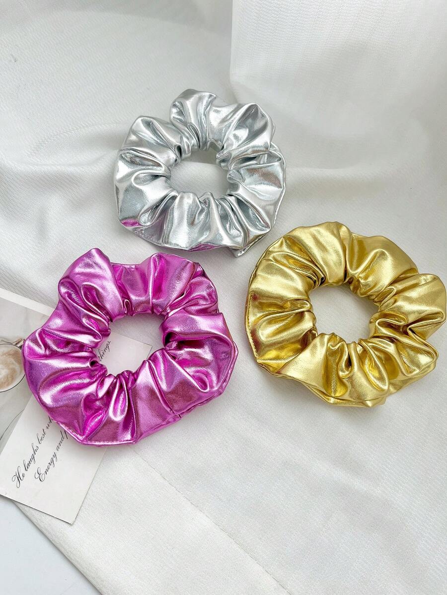 3 件装女士多色优质皮革大号发圈，优雅时尚发饰，高弹性，不损伤发束，适合发髻、日常使用、发圈、发饰、发饰、发圈