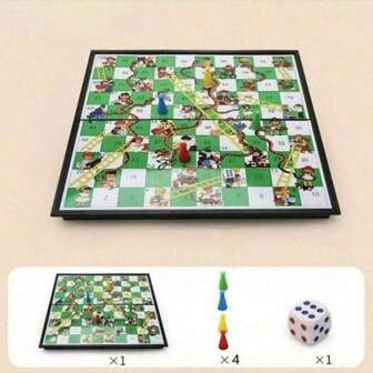 1 pièce Jeu d'échecs magnétique portable surdimensionné Serpents et Échelles, pièces de jeu 3D Serpents et Échelles, plateau de jeu pliable, cadeau de fête, de Noël, d'anniversaire, couleur aléatoire